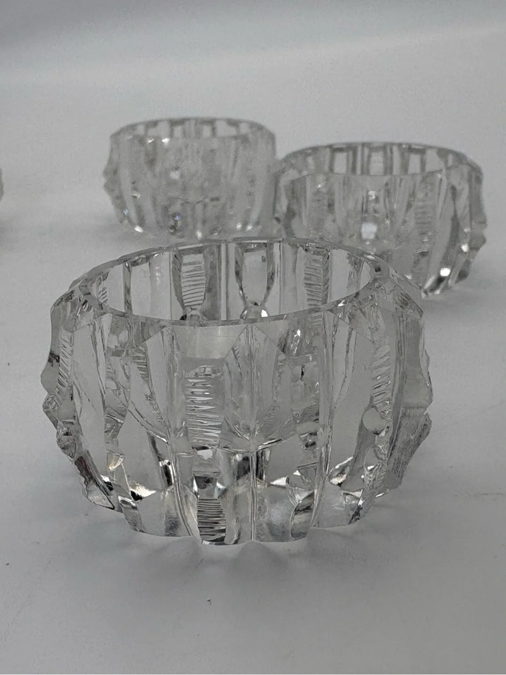 Vintage Early American Brilliant  Cut Set of 5 Clear Salt Cellars